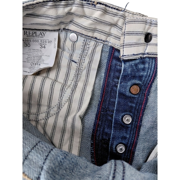Replay Blue Straight Jeans Classic Fit - Picture 10 of 13